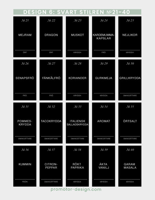 Etiketter ark2, svart enkel design.